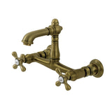 English Country Double-Handle 2-Hole Wall Mount Bathroom Faucet