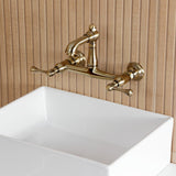 English Country Double-Handle 2-Hole Wall Mount Bathroom Faucet