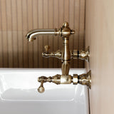 English Country Double-Handle 2-Hole Wall Mount Bathroom Faucet
