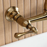 English Country Double-Handle 2-Hole Wall Mount Bathroom Faucet