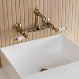 English Country Double-Handle 2-Hole Wall Mount Bathroom Faucet