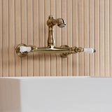 English Country Double-Handle 2-Hole Wall Mount Bathroom Faucet