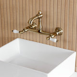 English Country Double-Handle 2-Hole Wall Mount Bathroom Faucet