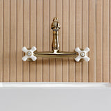 English Country Double-Handle 2-Hole Wall Mount Bathroom Faucet