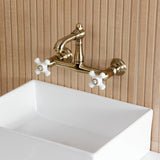 English Country Double-Handle 2-Hole Wall Mount Bathroom Faucet
