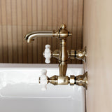English Country Double-Handle 2-Hole Wall Mount Bathroom Faucet