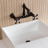 English Country Double-Handle 2-Hole Wall Mount Bathroom Faucet