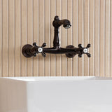 English Country Double-Handle 2-Hole Wall Mount Bathroom Faucet