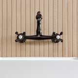 English Country Double-Handle 2-Hole Wall Mount Bathroom Faucet