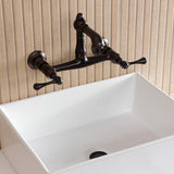 English Country Double-Handle 2-Hole Wall Mount Bathroom Faucet
