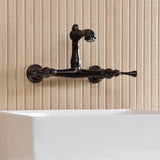 English Country Double-Handle 2-Hole Wall Mount Bathroom Faucet