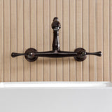 English Country Double-Handle 2-Hole Wall Mount Bathroom Faucet