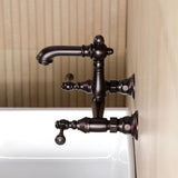 English Country Double-Handle 2-Hole Wall Mount Bathroom Faucet