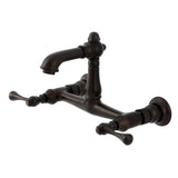 English Country Double-Handle 2-Hole Wall Mount Bathroom Faucet