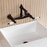 English Country Double-Handle 2-Hole Wall Mount Bathroom Faucet