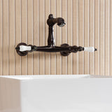 English Country Double-Handle 2-Hole Wall Mount Bathroom Faucet