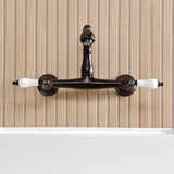 English Country Double-Handle 2-Hole Wall Mount Bathroom Faucet