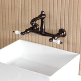 English Country Double-Handle 2-Hole Wall Mount Bathroom Faucet