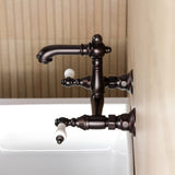 English Country Double-Handle 2-Hole Wall Mount Bathroom Faucet