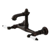 English Country Double-Handle 2-Hole Wall Mount Bathroom Faucet