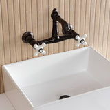 English Country Double-Handle 2-Hole Wall Mount Bathroom Faucet