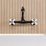 English Country Double-Handle 2-Hole Wall Mount Bathroom Faucet