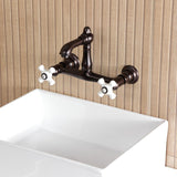 English Country Double-Handle 2-Hole Wall Mount Bathroom Faucet