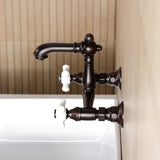 English Country Double-Handle 2-Hole Wall Mount Bathroom Faucet