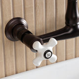 English Country Double-Handle 2-Hole Wall Mount Bathroom Faucet