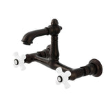 English Country Double-Handle 2-Hole Wall Mount Bathroom Faucet