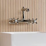 English Country Double-Handle 2-Hole Wall Mount Bathroom Faucet