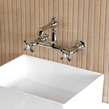 English Country Double-Handle 2-Hole Wall Mount Bathroom Faucet