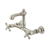 English Country Double-Handle 2-Hole Wall Mount Bathroom Faucet