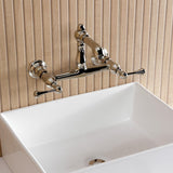 English Country Double-Handle 2-Hole Wall Mount Bathroom Faucet