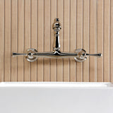 English Country Double-Handle 2-Hole Wall Mount Bathroom Faucet