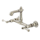 English Country Double-Handle 2-Hole Wall Mount Bathroom Faucet