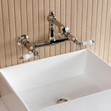 English Country Double-Handle 2-Hole Wall Mount Bathroom Faucet