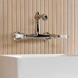 English Country Double-Handle 2-Hole Wall Mount Bathroom Faucet