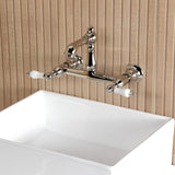 English Country Double-Handle 2-Hole Wall Mount Bathroom Faucet