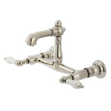 English Country Double-Handle 2-Hole Wall Mount Bathroom Faucet