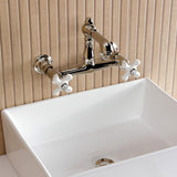 English Country Double-Handle 2-Hole Wall Mount Bathroom Faucet