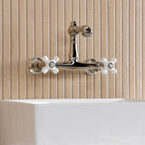 English Country Double-Handle 2-Hole Wall Mount Bathroom Faucet