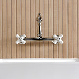 English Country Double-Handle 2-Hole Wall Mount Bathroom Faucet