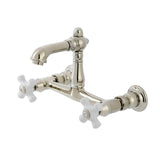 English Country Double-Handle 2-Hole Wall Mount Bathroom Faucet