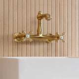 English Country Double-Handle 2-Hole Wall Mount Bathroom Faucet