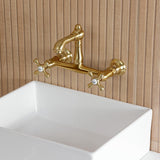 English Country Double-Handle 2-Hole Wall Mount Bathroom Faucet