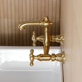 English Country Double-Handle 2-Hole Wall Mount Bathroom Faucet