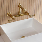 English Country Double-Handle 2-Hole Wall Mount Bathroom Faucet