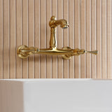 English Country Double-Handle 2-Hole Wall Mount Bathroom Faucet