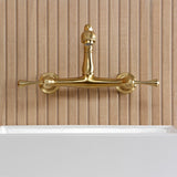 English Country Double-Handle 2-Hole Wall Mount Bathroom Faucet